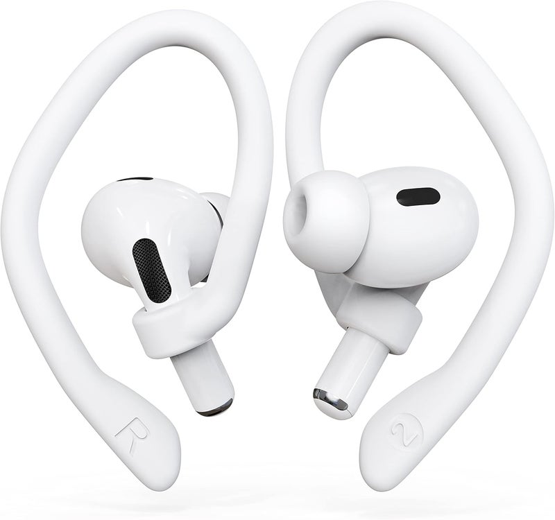 DamonLight [2 Pairs] Ear Hooks for AirPods Pro 2 & 1, AirPods 4 & 3 & 2 & 1, Airpod Ear Hook, Anti-Slip Comfortable Fit, Ergonomic Design, AirPods Accessories (Medium, White) - Image 1